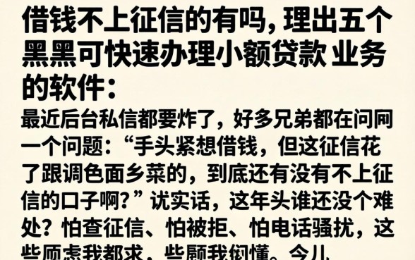 借钱不上征信的有吗，理出五个黑户可快速办理小额贷款业务的软件