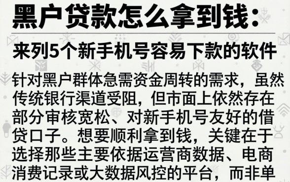 黑户贷款怎么拿到钱，条列5个新手机号容易下款的软件