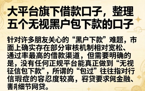 大平台旗下借款口子,整理五个无视黑户包下款的口子