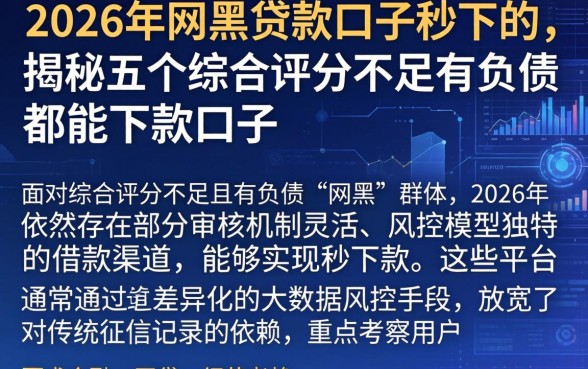 2026年网黑贷款口子秒下的，揭秘五个综合评分不足有负债都能下款口子