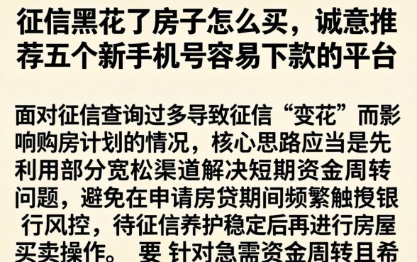 征信黑花了房子怎么买，诚意推荐五个新手机号容易下款的平台