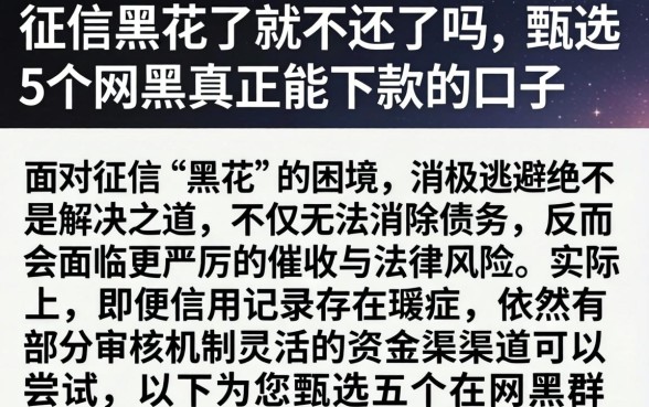 征信黑花了就不还了吗，甄选5个网黑真正能下款的口子
