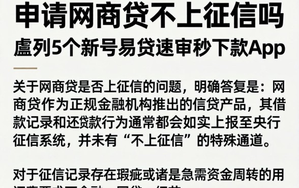 申请网商贷不上征信吗，胪列5个新号易贷速审秒下款app