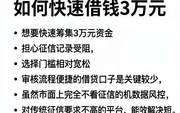 如何快速借钱3万元，整合五个贷款不上诚信平台的口子