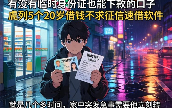 有没有临时身份证也能下款的口子，胪列5个20岁借钱不求征信速借软件