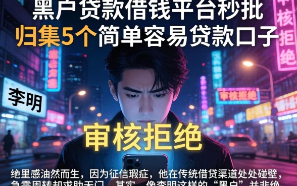 黑户贷款借钱平台秒批，归集5个简单容易贷款口子