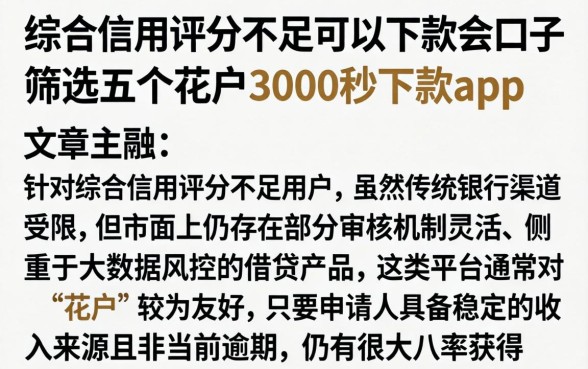 综合信用评分不足可以下款的口子，筛选五个花户3000秒下款app