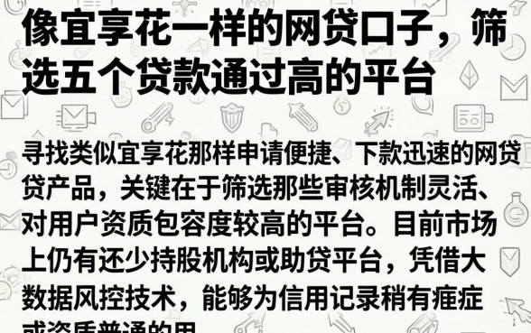 像宜享花一样的网贷口子，筛选五个贷款通过高的平台