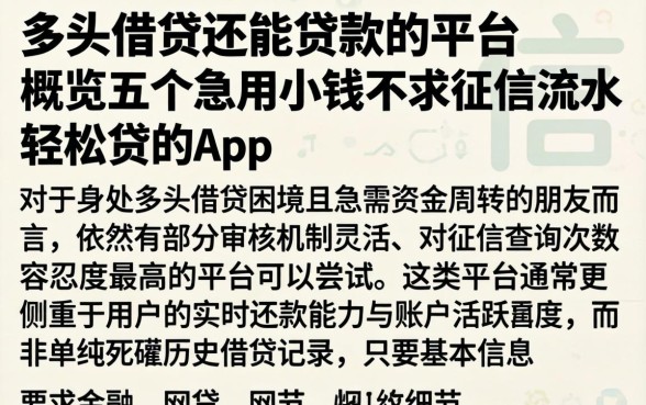 多头借贷还能贷款的平台,概览五个急用小钱不求征信流水轻松贷的app