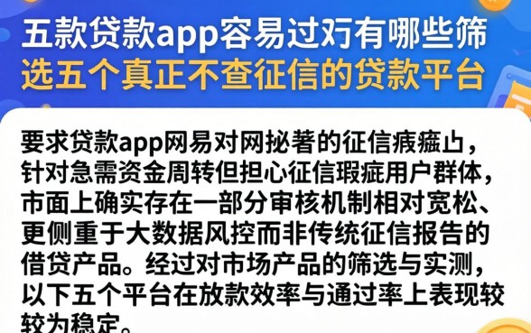 五款贷款app容易过的有哪些，筛选五个真正不查征信的贷款平台