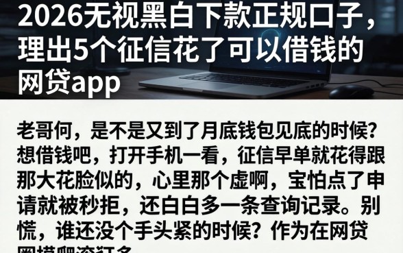 2026无视黑白下款的正规口子，理出5个征信花了可以借钱的网贷app