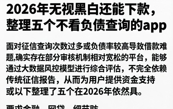 2026年无视黑白还能下款，整理五个不看负债查询的app