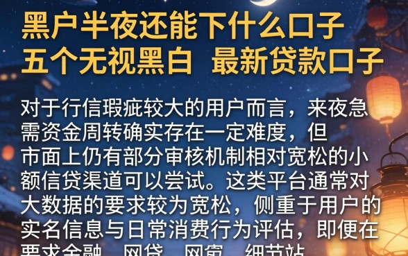 黑户半夜还能下什么口子,概括五个无视黑白的最新贷款口子