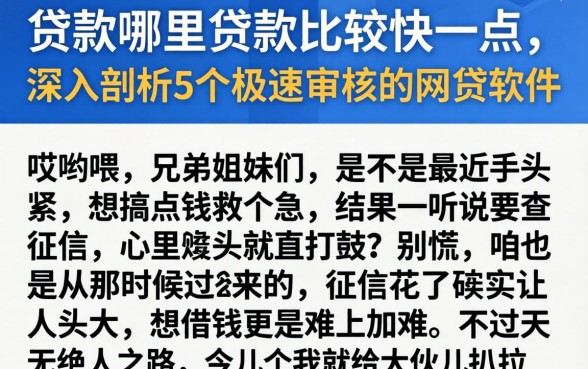 贷款哪里贷款比较快一点，深入剖析5个极速审核的网贷软件