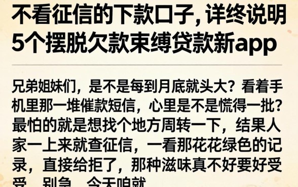 不看征信的下款口子，详尽说明5个摆脱欠款束缚贷款新app