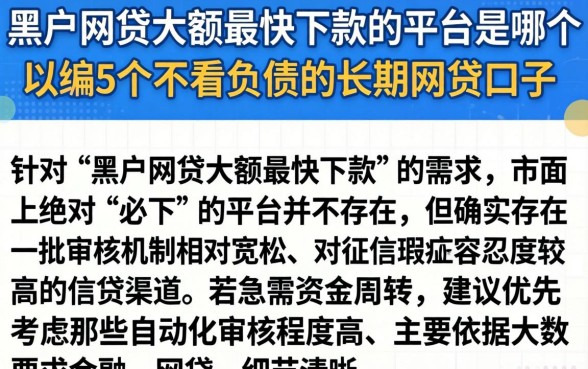 黑户网贷大额最快下款的平台是哪个，归纳5个不看负债的长期网贷口子