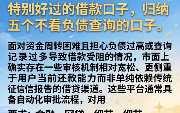特别好过的借款口子，归纳五个不看负债查询的口子