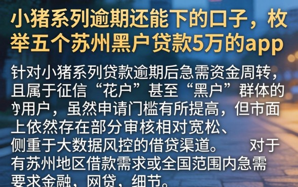 小猪系列逾期还能下的口子，枚举五个苏州黑户贷款5万的app