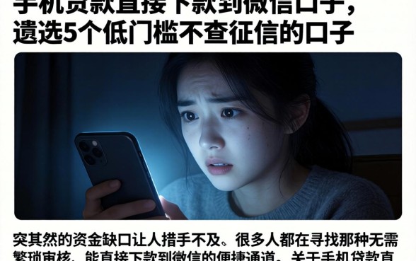 手机贷款直接下款到微信的口子，遴选5个低门槛不查征信的口子