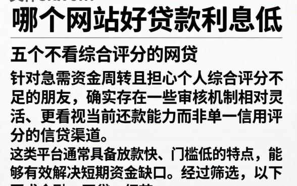 哪个网站好贷款利息低，详细阐述五个不看综合评分的网贷