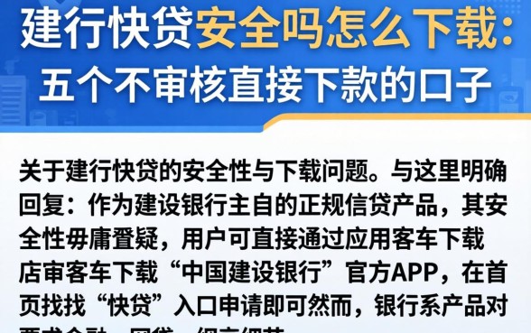 建行快贷安全吗怎么下载,详尽说明五个不审核直接下款的口子