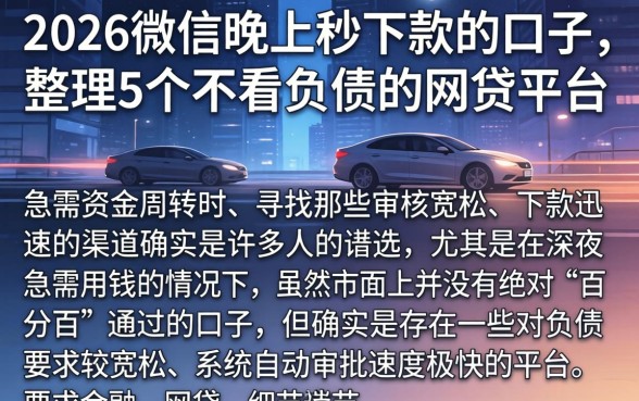 2026微信晚上秒下款的口子，整理5个不看负债的网贷平台
