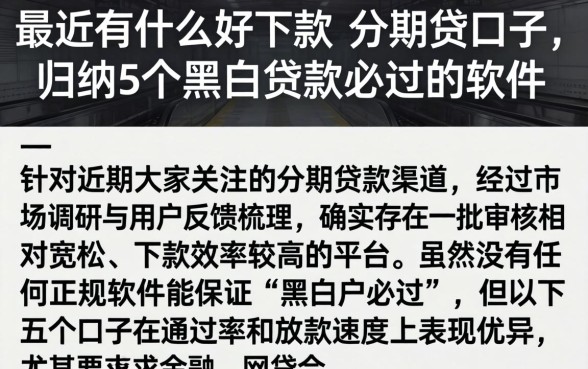 最近有什么好下款的分期贷口子，归纳5个黑白贷款必过的软件