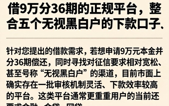 借9万分36期的正规平台,整合五个无视黑白户的下款口子