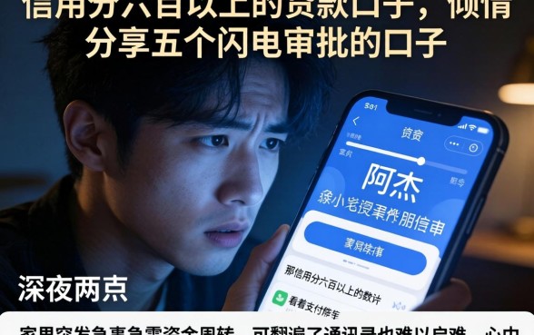 信用分六百以上的贷款口子，倾情分享五个闪电审批的口子