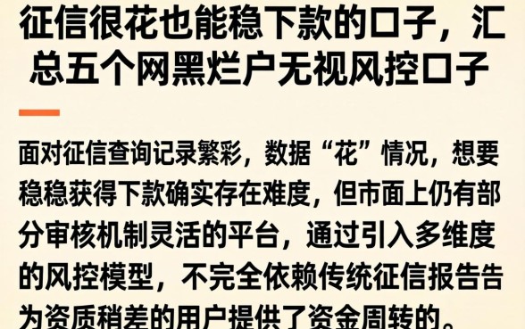征信很花也能稳下款的口子，汇总五个网黑烂户无视风控口子