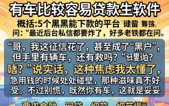 有车比较容易贷款的软件,概括5个黑户能下款的平台