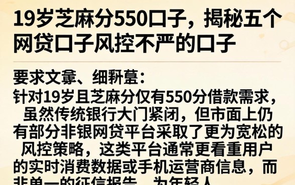 19岁芝麻分550口子，揭秘五个网贷口子风控不严的口子