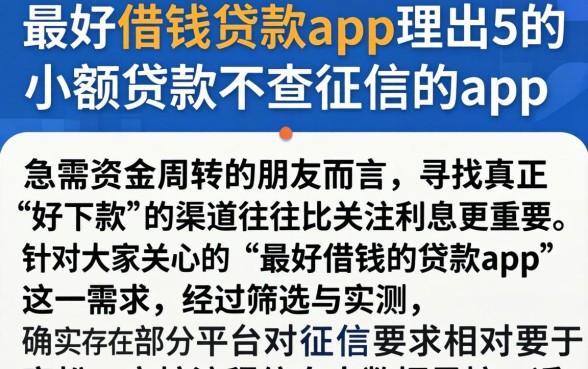 最好借钱的贷款app,理出5个小额贷款不查征信的app