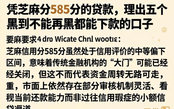 凭芝麻分585分的贷款，理出五个黑到不能再黑都能下款的口子