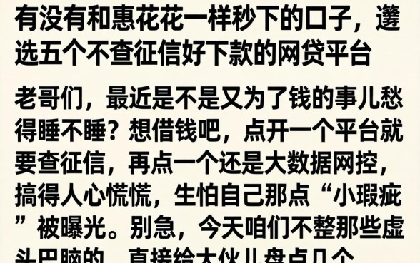 有没有和惠花花一样秒下的口子,遴选五个不查征信好下款的网贷平台