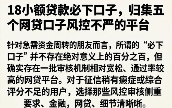 18小额贷款必下口子，归集五个网贷口子风控不严的平台