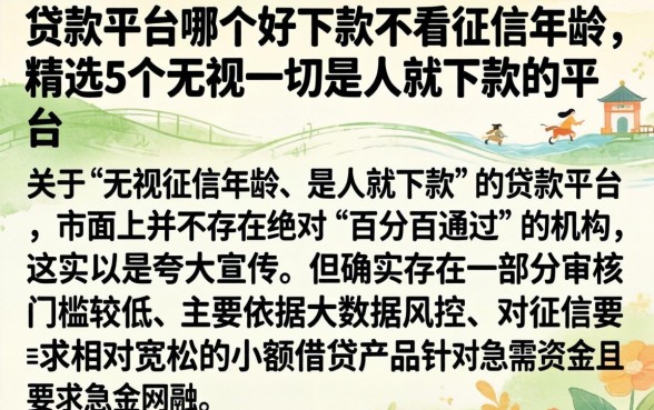 贷款平台哪个好下款不看征信年龄，精选5个无视一切是人就下款的平台