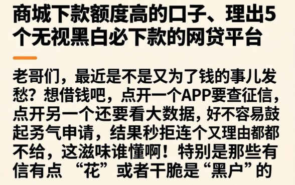 商城下款额度高的口子，理出5个无视黑白必下款的网贷平台