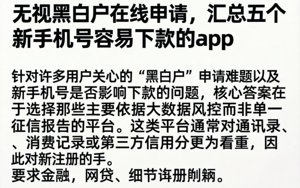 无视黑白户在线申请，汇总五个新手机号容易下款的app