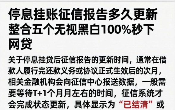 停息挂账征信报告多久更新，整合五个无视黑白100%秒下网贷