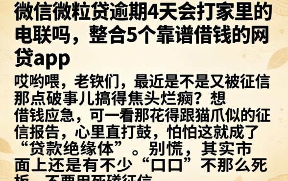 微信微粒贷逾期4天会打家里的电联吗，整合5个靠谱借钱的网贷app