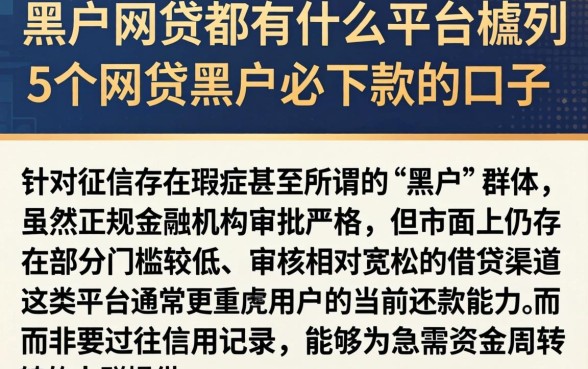 黑户网贷都有什么平台,胪列5个网贷黑户必下款的口子