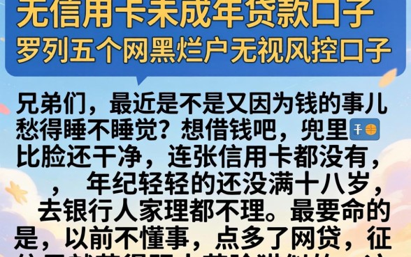 无信用卡未成年贷款口子，罗列五个网黑烂户无视风控口子