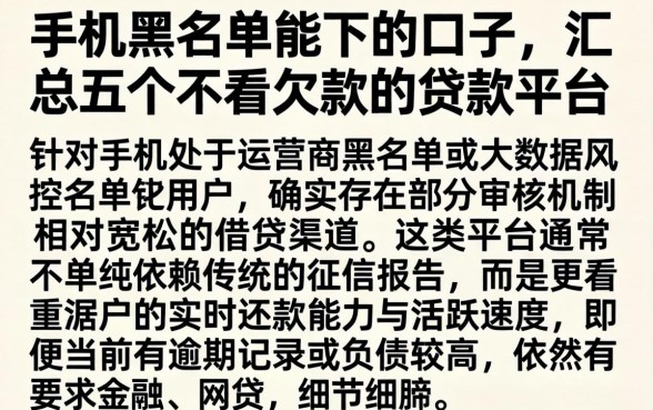 手机黑名单能下的口子，汇总五个不看欠款的贷款平台