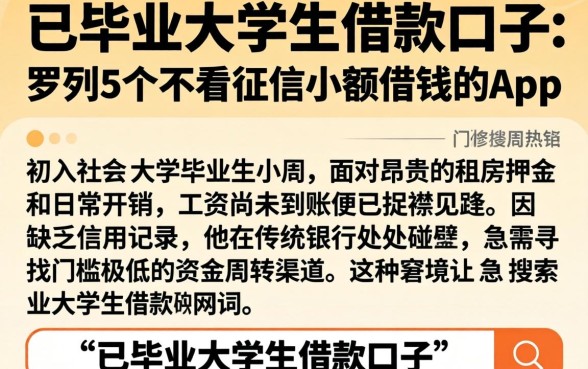 已毕业大学生借款口子，罗列5个不看征信小额借钱的app