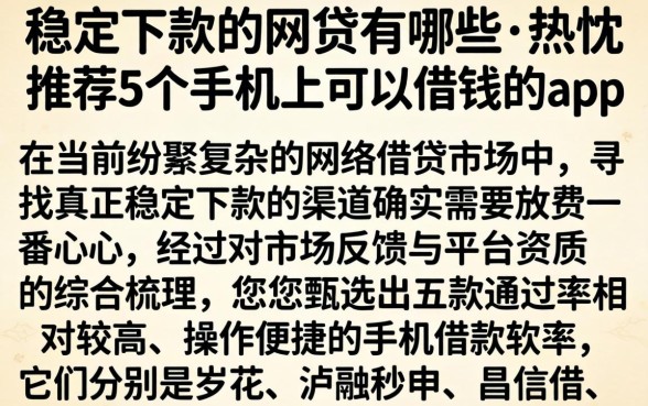 稳定下款的网贷有哪些，热忱推荐5个手机上可以借钱的app
