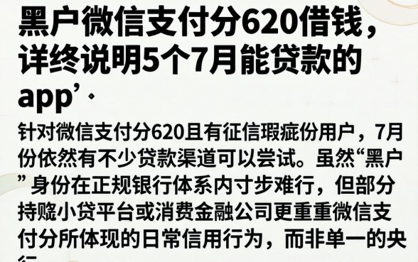 黑户微信支付分620借钱，详尽说明5个7月能贷款的app