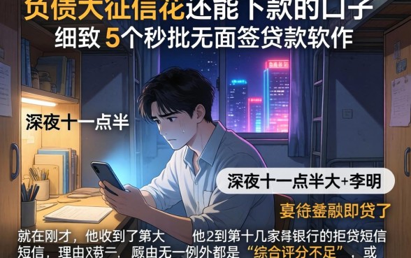 负债大征信花还能下款的口子，细致阐述5个秒批无面签贷款软件