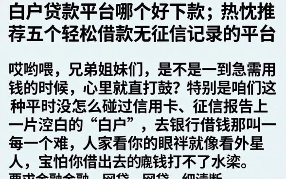 白户贷款平台哪个好下款，热忱推荐五个轻松借款无征信记录的平台