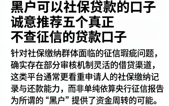 黑户可以社保贷款的口子,诚意推荐五个真正不查征信的贷款口子
